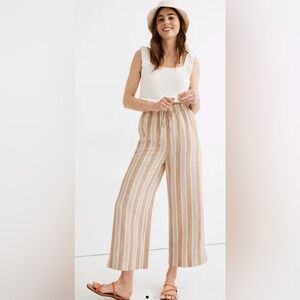 Madewell Smocked Huston Pull-On Crop Pants in Stripe